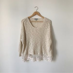 Olivia Sky Cream Knit Long Sleeve Crewneck Sweater